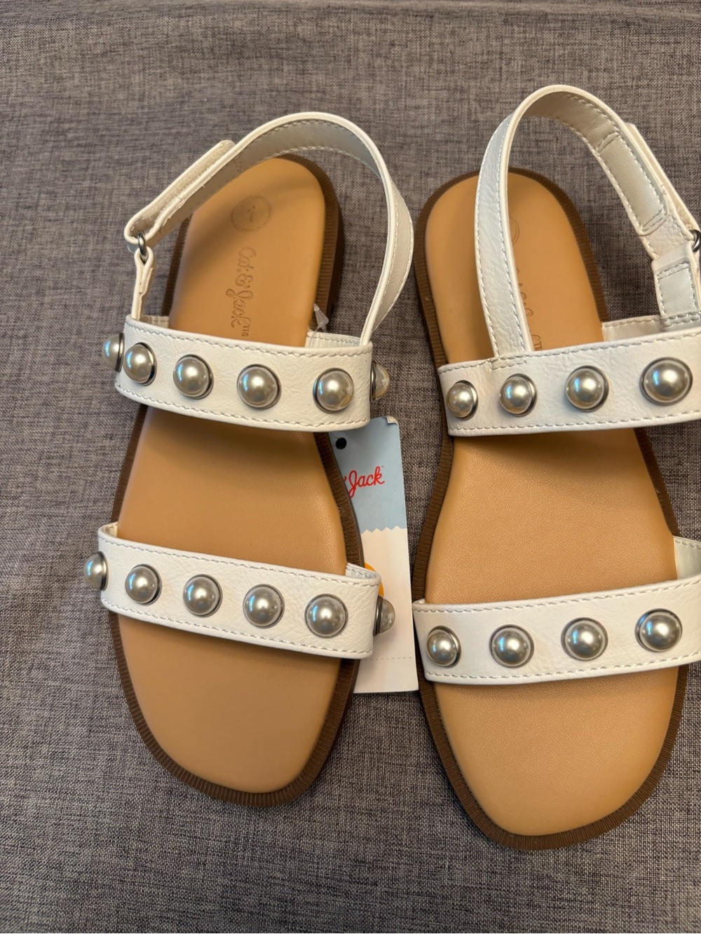 Cat & Jack White Studded Girls' Strap Sandals
Size 1